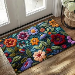 Mexico Folk Art Flowers Doormat Non-Slip Oil Proof Rug Indoor Outdoor Mat Bedroom Decor Bathroom Mat Entrance Rug Door Mat
