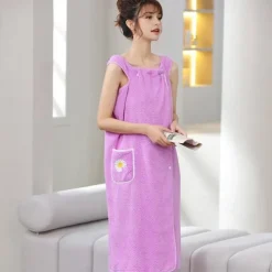 Microfiber Wearable Bath Towel Dress Super Absorbent Home Wear Bath Skirt Bath Towel Ladies Water-Absorbent Soft Thick Wrapped Bathrobe Quick-Dry Back To School College Student