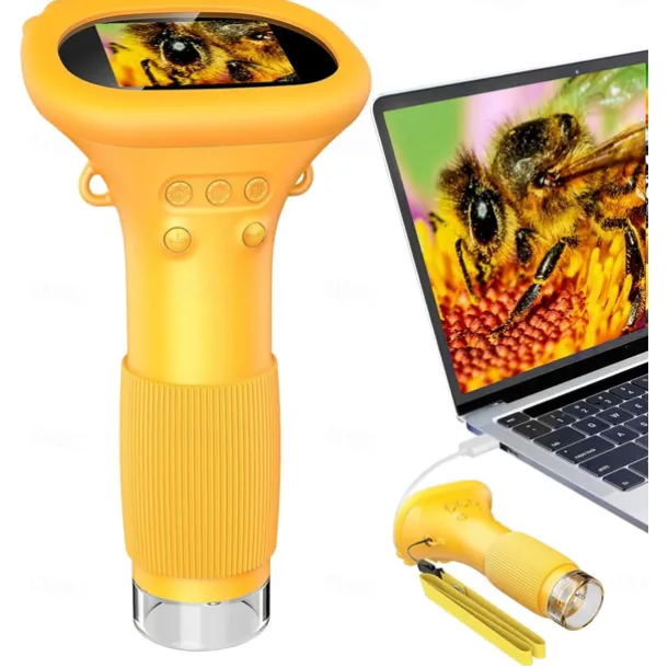 Microscope for Kids, Educational Science Kit Toys Portable Handheld Magnifying Glass, Macro Fixed Focus Digital Kid Microscopes Up to 1000x Magnification,4X Zoom, Interactive Learning