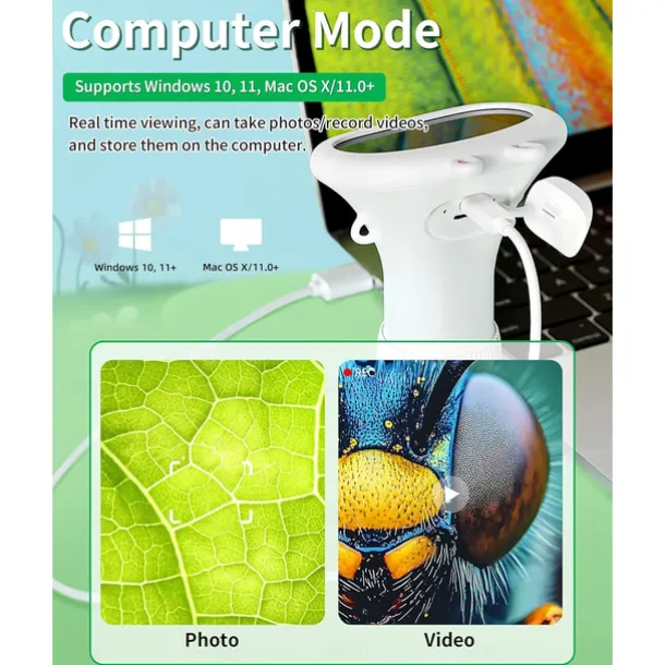 Microscope for Kids, Educational Science Kit Toys Portable Handheld Magnifying Glass, Macro Fixed Focus Digital Kid Microscopes Up to 1000x Magnification,4X Zoom, Interactive Learning