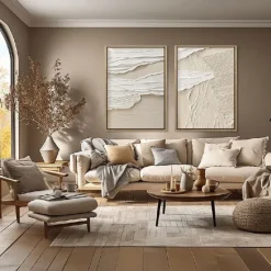 Mid Century Abstract White Neutral Decor White Plaster Wall Art New*Minimal Scandinavian Medieval 3D Textured Painting Art