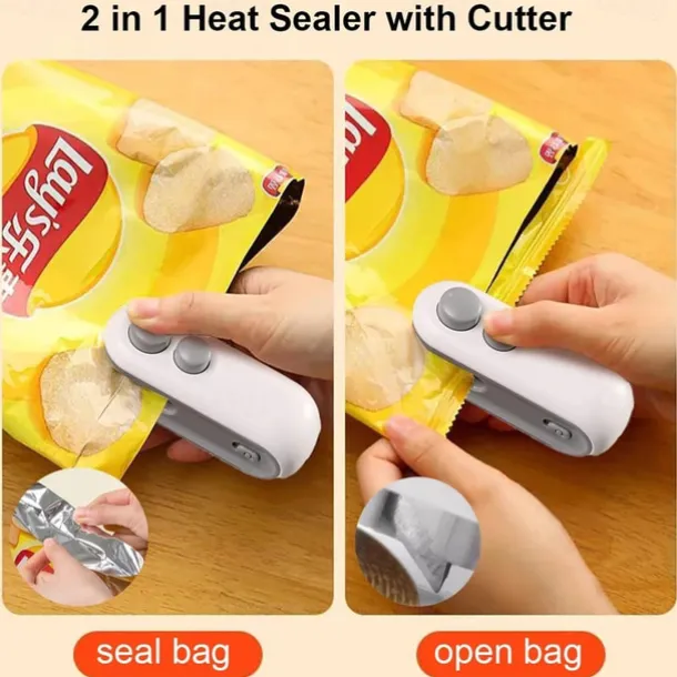 Mini Bag Sealer, Handheld Heat Sealer for Plastic Bags, Portable Snack Sealing Machine for Home Kitchen, Easy Hand Press Seal & Reseal, Food Storage Saver