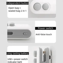 Mini Bag Sealer, Handheld Heat Sealer for Plastic Bags, Portable Snack Sealing Machine for Home Kitchen, Easy Hand Press Seal & Reseal, Food Storage Saver