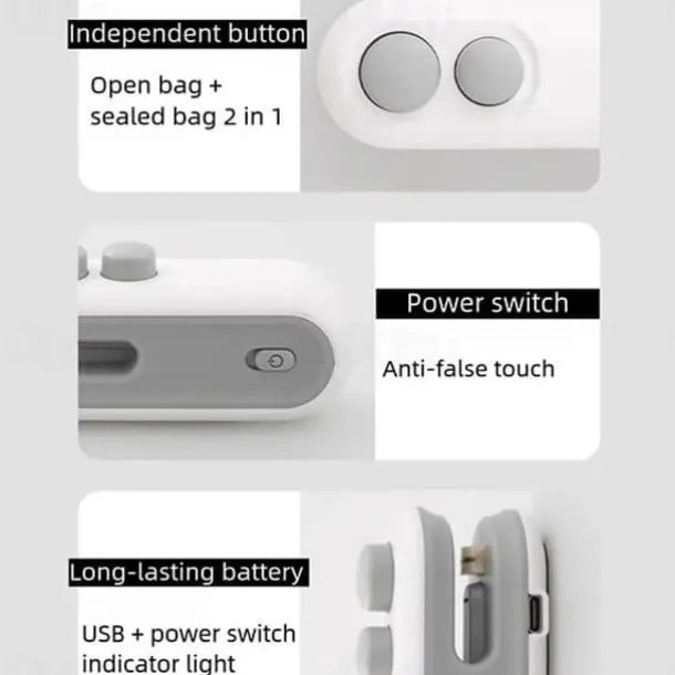 Mini Bag Sealer, Handheld Heat Sealer for Plastic Bags, Portable Snack Sealing Machine for Home Kitchen, Easy Hand Press Seal & Reseal, Food Storage Saver