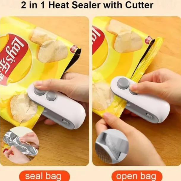Mini Bag Sealer, Handheld Heat Sealer for Plastic Bags, Portable Snack Sealing Machine for Home Kitchen, Easy Hand Press Seal & Reseal, Food Storage Saver