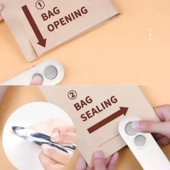 Mini Bag Sealer, Handheld Heat Sealer for Plastic Bags, Portable Snack Sealing Machine for Home Kitchen, Easy Hand Press Seal & Reseal, Food Storage Saver