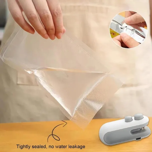 Mini Bag Sealer, Handheld Heat Sealer for Plastic Bags, Portable Snack Sealing Machine for Home Kitchen, Easy Hand Press Seal & Reseal, Food Storage Saver