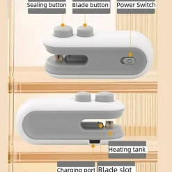 Mini Bag Sealer, Handheld Heat Sealer for Plastic Bags, Portable Snack Sealing Machine for Home Kitchen, Easy Hand Press Seal & Reseal, Food Storage Saver