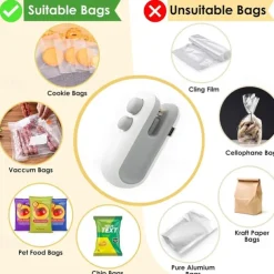 Mini Bag Sealer, Handheld Heat Sealer for Plastic Bags, Portable Snack Sealing Machine for Home Kitchen, Easy Hand Press Seal & Reseal, Food Storage Saver