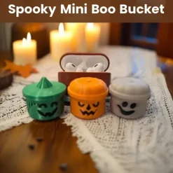 Mini Boo Bucket Halloween Decorations - Retro Plastic Trick-or-Treat Pails with Jack-O'-Lantern Faces, Orange, Purple, Green, Beige - Perfect for Candy, Snacks, and Home Decor, Halloween Decorations S