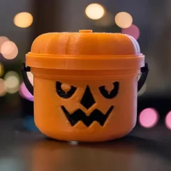 Mini Boo Bucket Halloween Decorations - Retro Plastic Trick-or-Treat Pails with Jack-O'-Lantern Faces, Orange, Purple, Green, Beige - Perfect for Candy, Snacks, and Home Decor, Halloween Decorations S