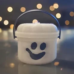 Mini Boo Bucket Halloween Decorations - Retro Plastic Trick-or-Treat Pails with Jack-O'-Lantern Faces, Orange, Purple, Green, Beige - Perfect for Candy, Snacks, and Home Decor, Halloween Decorations S