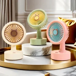 Mini Desktop Fan - Portable, Convenient Three-Speed Cooling Fan, Powerful Rechargeable Fan for Students, Home, Office, and Outdoor Use