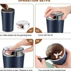 Mini Electric Coffee Grinder,Stainless Steel Grain Grinder and Coffee Mill - Kitchen Herb Grinder for Home Use