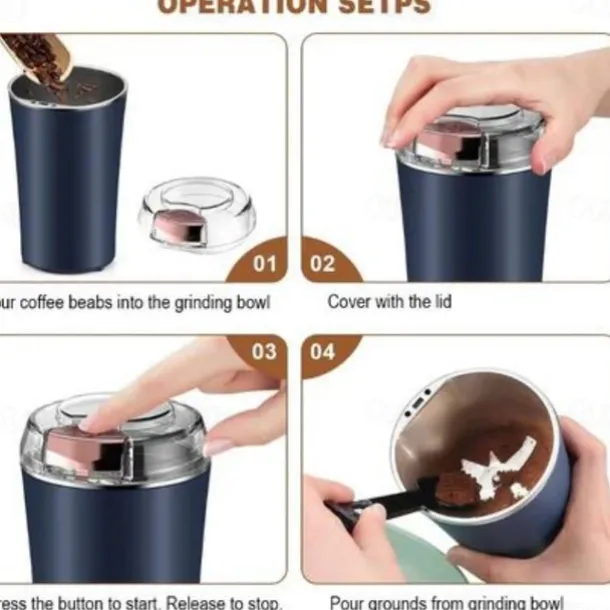 Mini Electric Coffee Grinder,Stainless Steel Grain Grinder and Coffee Mill - Kitchen Herb Grinder for Home Use