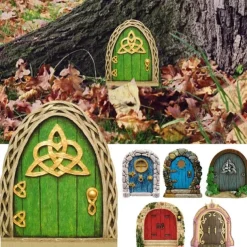 Mini Fairy Door Hand Made Cute Pink Mouse Hole Miniature Art Decor Sculpture