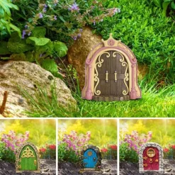 Mini Fairy Door Hand Made Cute Pink Mouse Hole Miniature Art Decor Sculpture