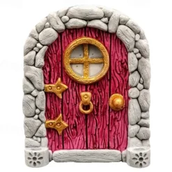 Mini Fairy Door Hand Made Cute Pink Mouse Hole Miniature Art Decor Sculpture