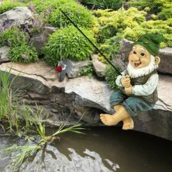 Mini Garden Gnome Statue Ziggy the Fishing Dwarf Elf Figurines Front Porch Outdoor Ornaments Villa Home Decor Modern Art Crafts