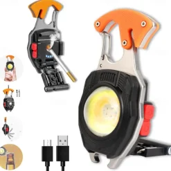 Mini LED Keychain Flashlight, JESWO Rechargeable COB LED Keychain Flashlight, Multi-Function, 550 Lumen Portable Camping Flashlights, 3 Light Modes, for Outdoor Lighting, Backup of Household