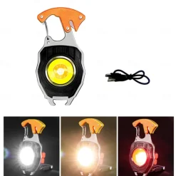 Mini LED Keychain Flashlight, JESWO Rechargeable COB LED Keychain Flashlight, Multi-Function, 550 Lumen Portable Camping Flashlights, 3 Light Modes, for Outdoor Lighting, Backup of Household