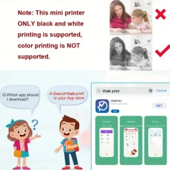 Mini Pocket Printer Bluetooth Photo Picture HD Label Student Thermal Paper Student Wrong Question Mini Portable Printer For Learning