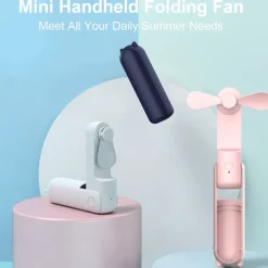 Mini Portable Fan: USB Rechargeable, Quiet Handheld/Desktop Design, Foldable for Office/Home, Powerful 3-Speeds, Ideal for Outdoor Travel, Doubles as Power Bank, Compact Pocket Size