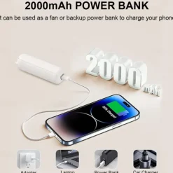 Mini Portable Fan: USB Rechargeable, Quiet Handheld/Desktop Design, Foldable for Office/Home, Powerful 3-Speeds, Ideal for Outdoor Travel, Doubles as Power Bank, Compact Pocket Size