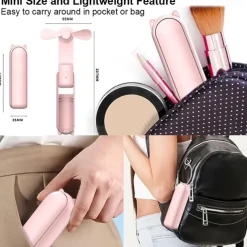 Mini Portable Fan: USB Rechargeable, Quiet Handheld/Desktop Design, Foldable for Office/Home, Powerful 3-Speeds, Ideal for Outdoor Travel, Doubles as Power Bank, Compact Pocket Size
