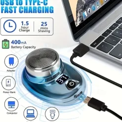 Mini Shaver Portable Electric Shaver, 2023 New Upgraded Pocket Shaver USB Mini Shaver Men's Rechargeable Waterproof Compact Electric Shaver Suitable For Home, Car, Travel