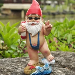 Miniature Resin Statue, Bikini Gnome Elf Statue, Garden Gnome Swimming Gnome Statue, Fairy Garden Landscape, Outdoor Garden Yard Lawn Bonsai Decoration