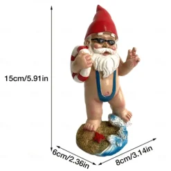 Miniature Resin Statue, Bikini Gnome Elf Statue, Garden Gnome Swimming Gnome Statue, Fairy Garden Landscape, Outdoor Garden Yard Lawn Bonsai Decoration