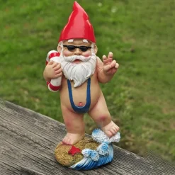 Miniature Resin Statue, Bikini Gnome Elf Statue, Garden Gnome Swimming Gnome Statue, Fairy Garden Landscape, Outdoor Garden Yard Lawn Bonsai Decoration