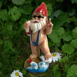 Miniature Resin Statue, Bikini Gnome Elf Statue, Garden Gnome Swimming Gnome Statue, Fairy Garden Landscape, Outdoor Garden Yard Lawn Bonsai Decoration