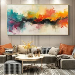 Mintura Handmade Abstract Oil Paintings On Canvas Wall Art Decoration Modern Picture For Home Decor Rolled Frameless Unstretched Painting