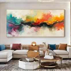 Mintura Handmade Abstract Oil Paintings On Canvas Wall Art Decoration Modern Picture For Home Decor Rolled Frameless Unstretched Painting
