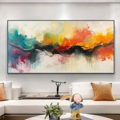 Mintura Handmade Abstract Oil Paintings On Canvas Wall Art Decoration Modern Picture For Home Decor Rolled Frameless Unstretched Painting