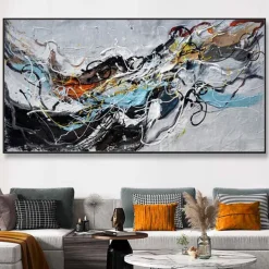 Mintura Handmade Abstract Colorful Oil Paintings On Canvas Wall Art Decoration Modern Picture For Home Decor Rolled Frameless Unstretched Painting