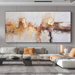 Mintura Handmade Abstract Gold Oil Paintings On Canvas Wall Art Decoration Modern Picture For Home Decor Rolled Frameless Unstretched Painting