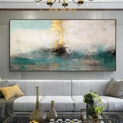 Mintura Handmade Abstract Gold Oil Paintings On Canvas Wall Art Decoration Modern Picture For Home Decor Rolled Frameless Unstretched Painting