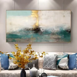 Mintura Handmade Abstract Gold Oil Paintings On Canvas Wall Art Decoration Modern Picture For Home Decor Rolled Frameless Unstretched Painting