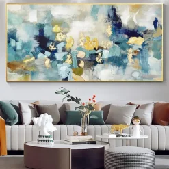 Mintura Handmade Abstract Gold Oil Paintings On Canvas Wall Art Decoration Modern Picture For Home Decor Rolled Frameless Unstretched Painting