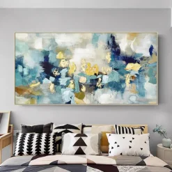 Mintura Handmade Abstract Gold Oil Paintings On Canvas Wall Art Decoration Modern Picture For Home Decor Rolled Frameless Unstretched Painting