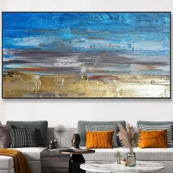 Mintura Handmade Abstract Gold Oil Paintings On Canvas Wall Art Decoration Modern Picture For Home Decor Rolled Frameless Unstretched Painting