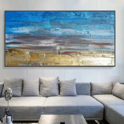 Mintura Handmade Abstract Gold Oil Paintings On Canvas Wall Art Decoration Modern Picture For Home Decor Rolled Frameless Unstretched Painting