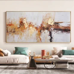 Mintura Handmade Abstract Gold Oil Paintings On Canvas Wall Art Decoration Modern Picture For Home Decor Rolled Frameless Unstretched Painting