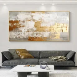 Mintura Handmade Abstract Gold Oil Paintings On Canvas Wall Art Decoration Modern Picture For Home Decor Rolled Frameless Unstretched Painting