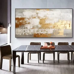 Mintura Handmade Abstract Gold Oil Paintings On Canvas Wall Art Decoration Modern Picture For Home Decor Rolled Frameless Unstretched Painting