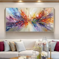 Mintura Handmade Colorful Oil Paintings On Canvas Large Wall Art Decoration Modern Abstract Color Block Picture For Home Decor Rolled Frameless Unstretched Painting