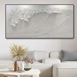 Mintura Handmade 3D Sea Wave Oil Paintings On Canvas Wall Art Decoration Modern Abstract Picture For Home Decor Rolled Frameless Unstretched Painting